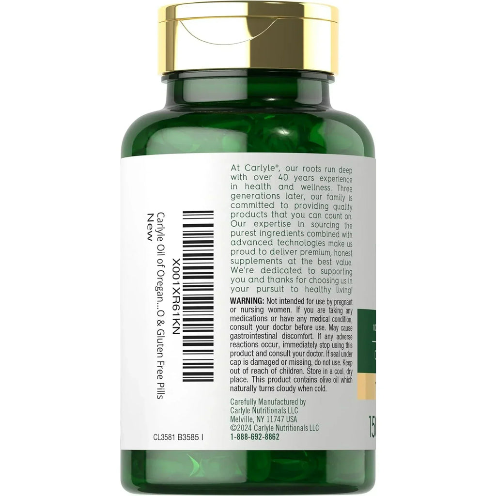 Oregano Oil 4000mg Supplement | 150 Softgel Capsules | Contains Carvacrol | Non-GMO & Gluten Free Formula