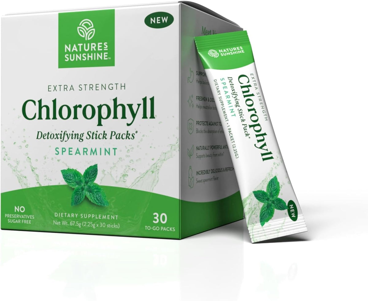 Nature's Sunshine Chlorophyll Stick Packs: Supercharge Your Detox and Boost Gut Health in Convenient, Delicious Stick Packs (Sweet Melon)