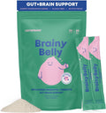 JoySpring BrainyBelly Kids Probiotic, Brain & Gut Support, Unflavored | SunPS phosphatidylserine + 2 probiotic strains. Sugar-free, dye-free, vegan powder stick. Stir into any drink. 30 ct, ages 4+