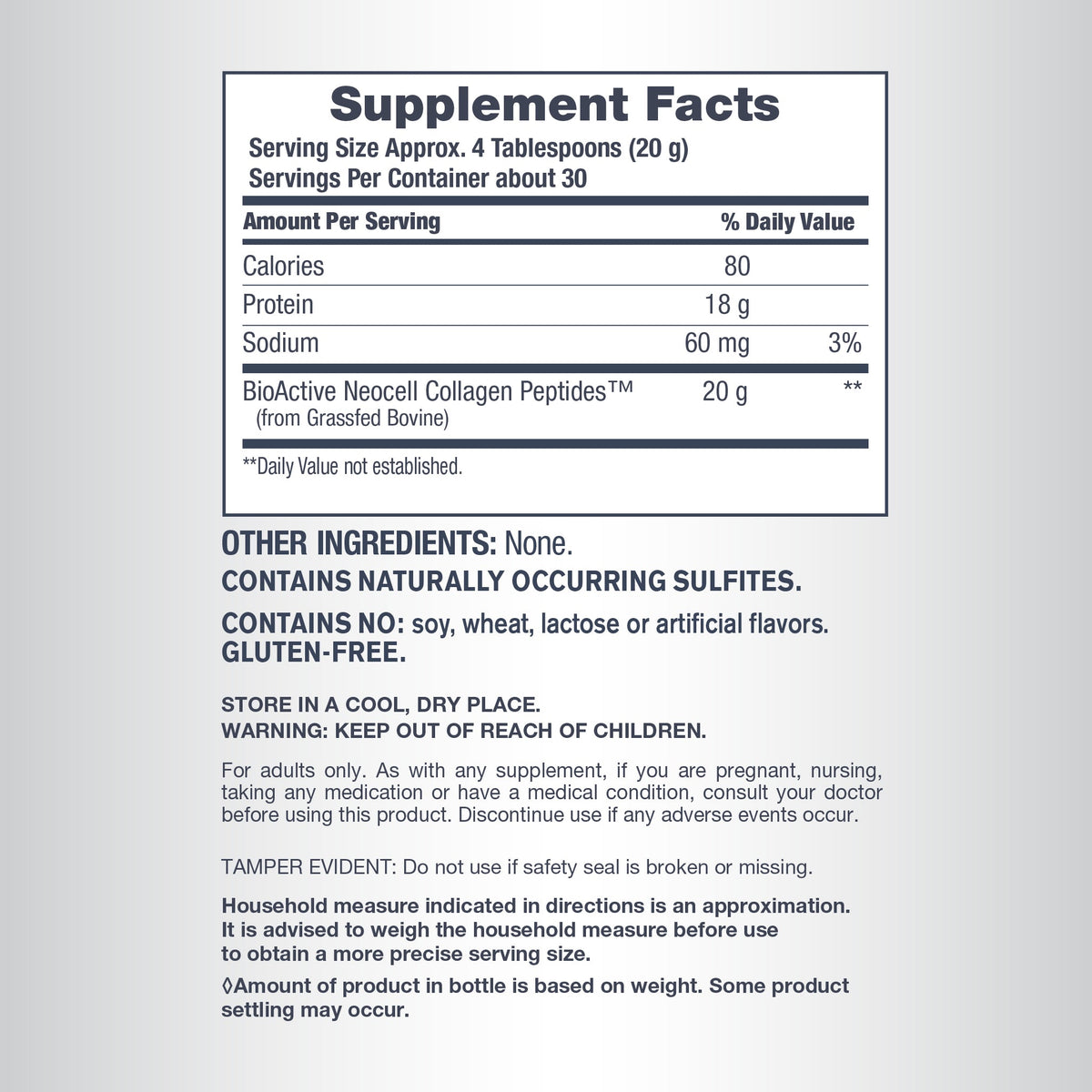 Grassfed Collagen Peptides, 21.1 oz (600 g) Powder