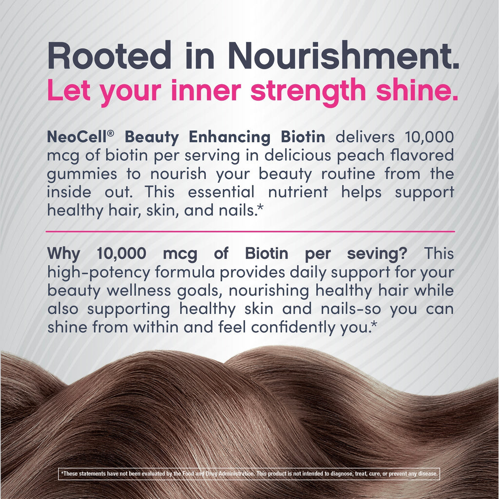 Biotin 10,000 mcg Gummies Peach Flavor, 72 Tasty Vegan Gummies