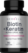 Biotin + Keratin & Alpha Lipoic Acid, 90 Capsules