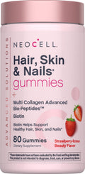 Hair, Skin & Nails + Multi Collagen Bio-Peptides Gummies Strawberry-licious Beauty Flavor, 80 Tasty Gummies