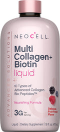 Multi Collagen + Biotin Liquid Advanced Delicious Fruit Punch Flavor, 16 oz Liquid